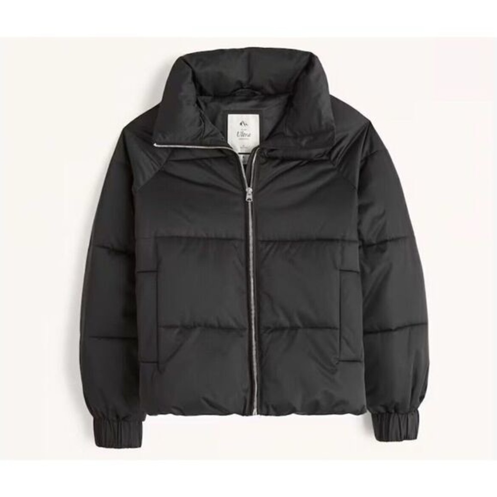 NWT A&F Ultra Short Puffer Jacket Black